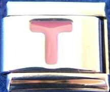 Italian Charms - Fits Nomination - Letters - PINK T